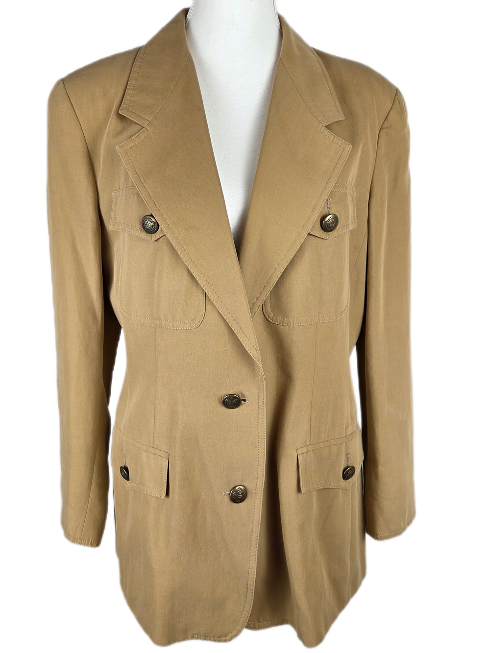 Vintage 90s Weekend Max Mara Linen Blend Safari Blazer Jacket Made in Italy